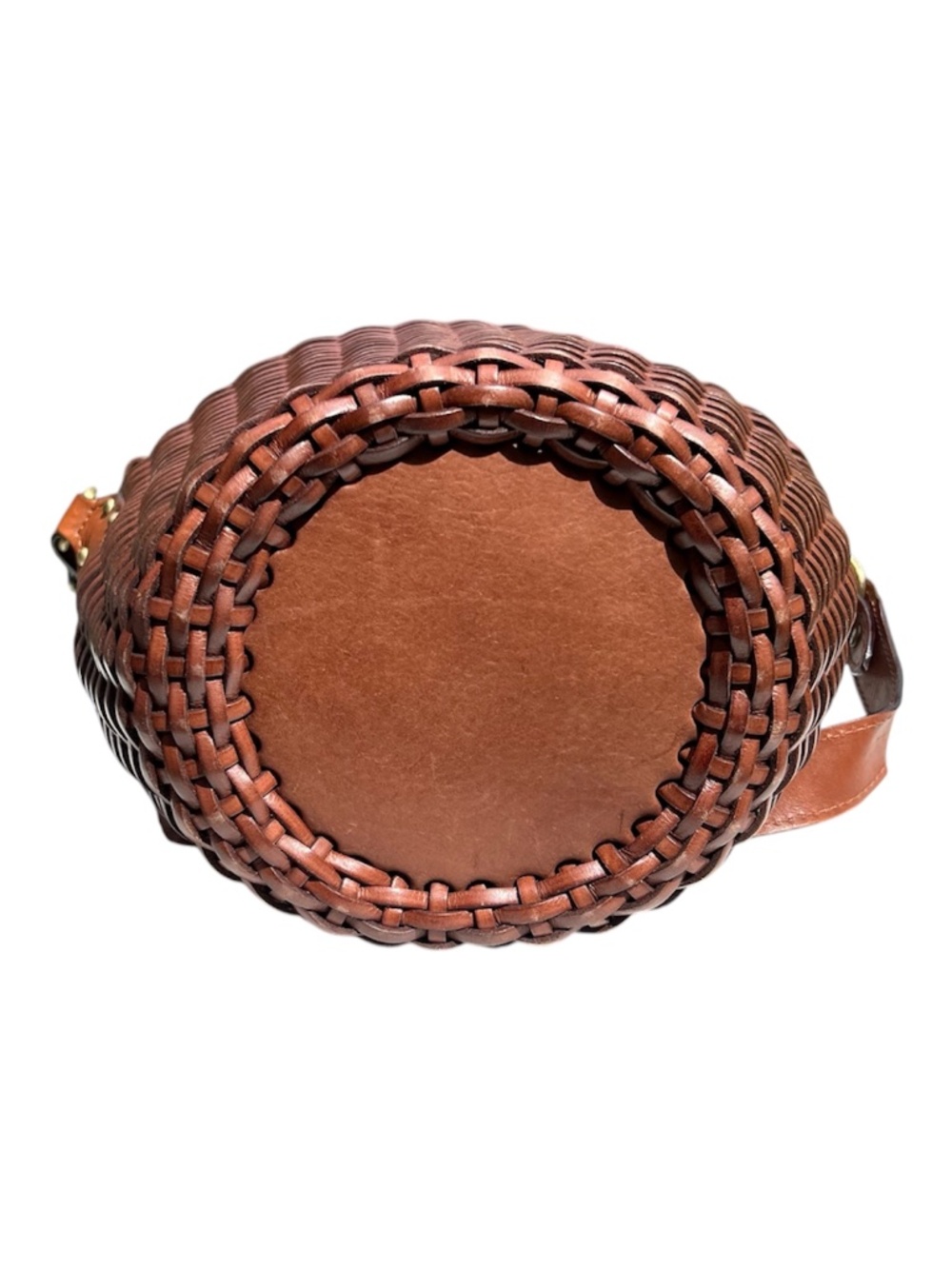 Menotti Firenze Vera Pella Woven Boho Leather Bucket Crossbody Shoulder Bag - Picture 6 of 10